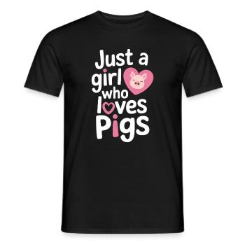 Nur ein Mädchen, das Schweine liebt - Männer T-Shirt - Schwarz - Vorne - AI Model Male 178 light (178cm)