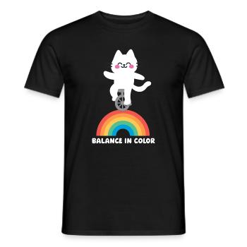 Cat Balances Rainbow - Men's T-Shirt - black - Front - AI Model Male 178 light (178cm)