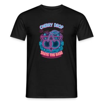 Cherry Drop – Taste the Bass Neon Design - Männer T-Shirt - Schwarz - Vorne - AI Model Male 178 light (178cm)