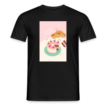 Cute Dog Birthday Cake - Men's T-Shirt - black - Front - AI Model Male 178 light (178cm)