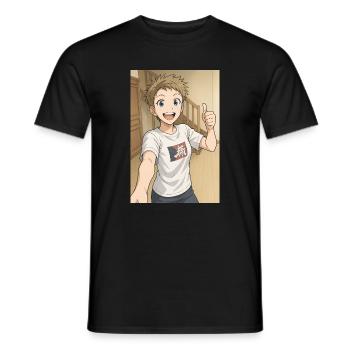 Hero Manga Smile - Men's T-Shirt - black - Front - AI Model Male 178 light (178cm)