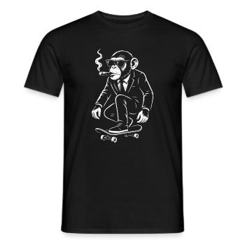 Dapper Monkey on Skateboard - Men's T-Shirt - black - Front - AI Model Male 178 light (178cm)