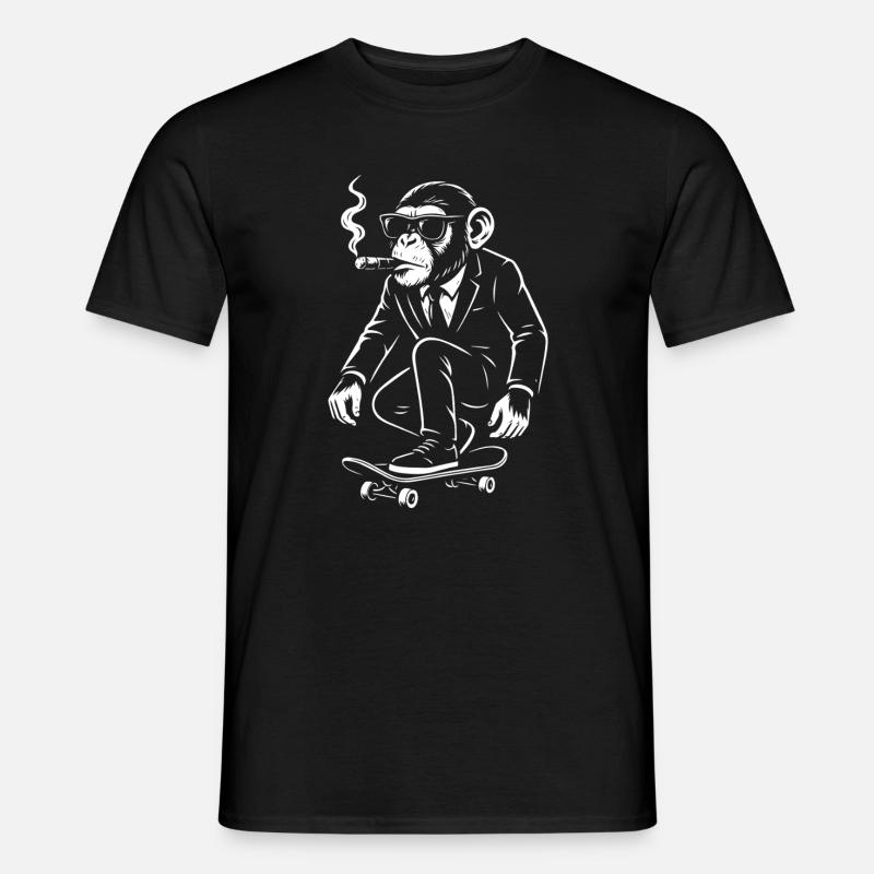 Dapper Monkey sur Skateboard - T-shirt homme - noir