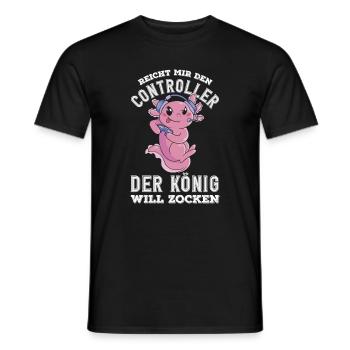 Hands me the controller – King wants to play - Men's T-Shirt - black - Front - AI Model Male 178 light (178cm)