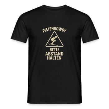 Pistenrowdy Keep your distance Skiing Piste funny - Men's T-Shirt - black - Front - AI Model Male 178 light (178cm)