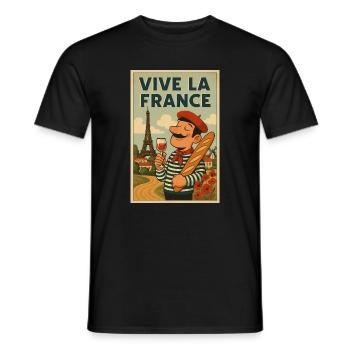 Vive La France Vintage  - T-shirt homme - noir - Devant - AI Model Male 178 light (178cm)