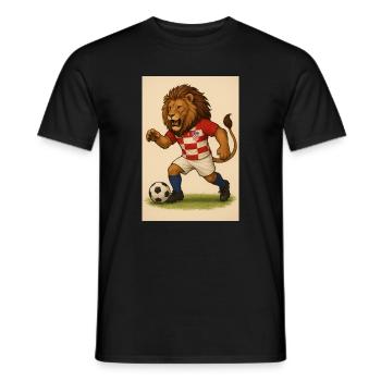 Löwe im Kroatien Fußballjersey - Männer T-Shirt - Schwarz - Vorne - AI Model Male 178 light (178cm)