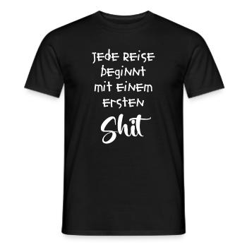 Chaque voyage commence par une première fois - T-shirt homme - noir - Devant - AI Model Male 178 light (178cm)
