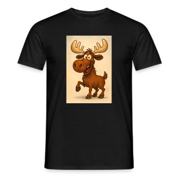 Happy Moose in Caricature Style - Men's T-Shirt - black - Front - AI Model Male 178 light (178cm)