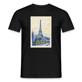 Paris Eiffel Blueprint - Men's T-Shirt - black - Front - AI Model Male 178 light (178cm)