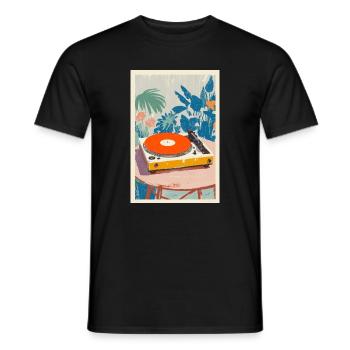 Tropical Turntable Vibe - Men's T-Shirt - black - Front - AI Model Male 178 light (178cm)