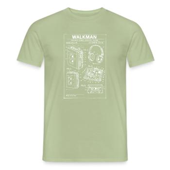 Walkman Blueprint Schematic - Men's T-Shirt - sage - Front - AI Model Male 178 light (178cm)