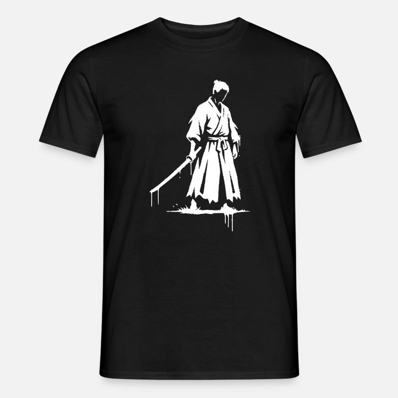 Trauriger Ronin Samurai Krieger graffiti - Männer T-Shirt - Schwarz
