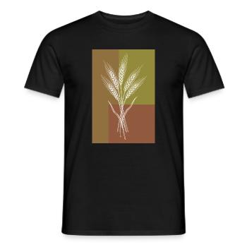 Art en lignes d’épis de blé – Motif de la nature - T-shirt homme - noir - Devant - AI Model Male 178 light (178cm)