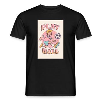 Jouer au football : motif rétro de dessin animé - T-shirt homme - noir - Devant - AI Model Male 178 light (178cm)