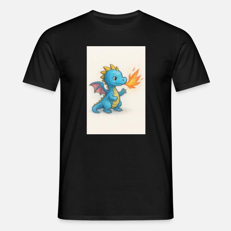 Blå Drage Gnist Åndedræt - T-shirt til herrer - sort