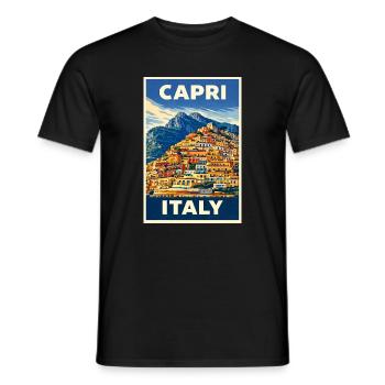 Capri Italy – Vintage Reiseposter Mediterran - Männer T-Shirt - Schwarz - Vorne - AI Model Male 178 light (178cm)
