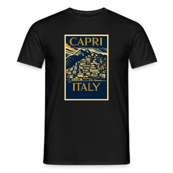 Capri Italy – Navy & Gold Vintage Poster Art-Déco - Männer T-Shirt - Schwarz - Vorne - AI Model Male 178 light (178cm)
