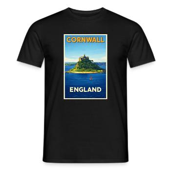 Cornwall England – Retro Reiseposter - Männer T-Shirt - Schwarz - Vorne - AI Model Male 178 light (178cm)