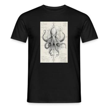 Geometrischer Oktopus-Bauplan - Männer T-Shirt - Schwarz - Vorne - AI Model Male 178 light (178cm)