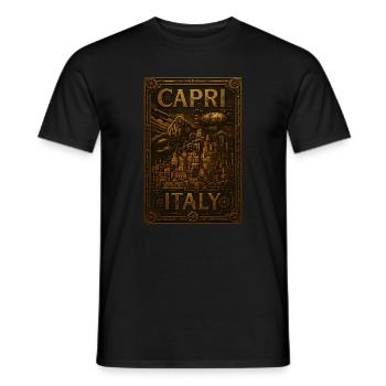 Capri Italy – Steampunk Bronze Travel Poster - Men's T-Shirt - black - Front - AI Model Male 178 light (178cm)