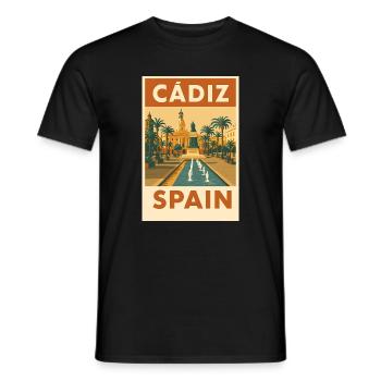 Cadix, Espagne – Plaza d’affiches de voyage vintage - T-shirt homme - noir - Devant - AI Model Male 178 light (178cm)