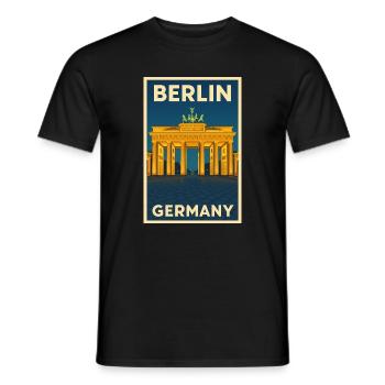 Berlin Germany – Brandenburger Tor Retro Poster - Männer T-Shirt - Schwarz - Vorne - AI Model Male 178 light (178cm)