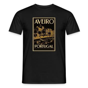 AVEIRO Portugal – Poster Linocut Black/Gold - Men's T-Shirt - black - Front - AI Model Male 178 light (178cm)