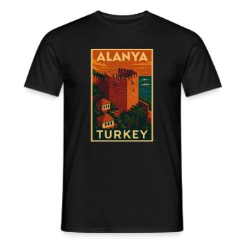 Alanya Turkey – Retro Travel Poster Poster - Men's T-Shirt - black - Front - AI Model Male 178 light (178cm)