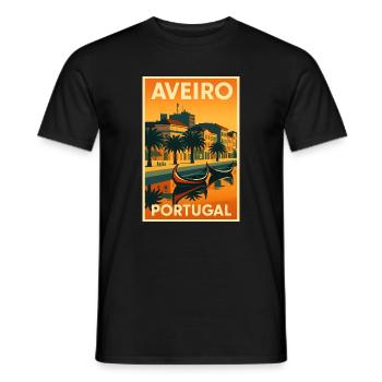 Aveiro Portugal – Retro Reiseposter Kanäle - Männer T-Shirt - Schwarz - Vorne - AI Model Male 178 light (178cm)