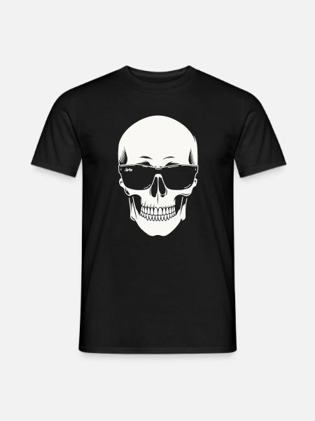 Squelette avec lunettes de soleil en noir et blanc vectoriel - T-shirt homme - noir