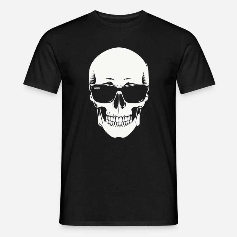 Skeleton with sunglasses in black and white vector - Men’s T-shirt - black