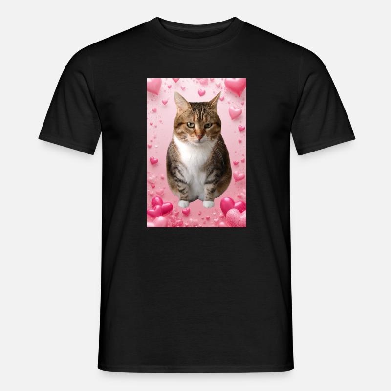 Missty-Katze mit Herzen - Männer T-Shirt - Schwarz