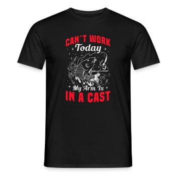 Can’t Work Today My Arm Is in a Cast Angler Humor - Men's T-Shirt - black - Front - AI Model Male 178 light (178cm)