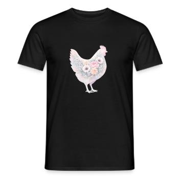 Peinture aquarelle de poule poule - T-shirt homme - noir - Devant - AI Model Male 178 light (178cm)