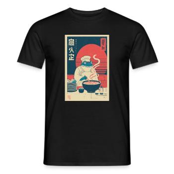 Frog Chef Ramen Retro Poster - Men's T-Shirt - black - Front - AI Model Male 178 light (178cm)