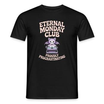 Club du Lundi Éternel Chat Procrastination - T-shirt homme - noir - Devant - AI Model Male 178 light (178cm)