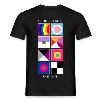 Kunst ist bunt – Liebe auch – LGBTQIA+ geometrisch - Männer T-Shirt - Schwarz - Vorne - AI Model Male 178 light (178cm)