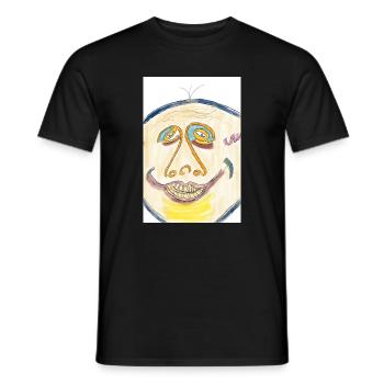 Cheerful color face illustration - Men's T-Shirt - black - Front - AI Model Male 178 light (178cm)