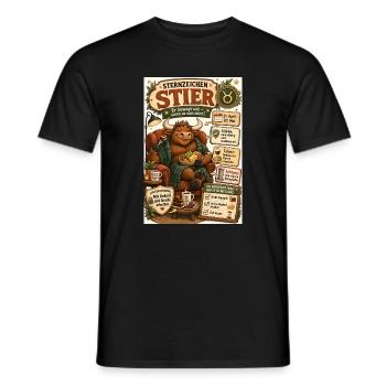 Sternzeichen Stier – Genussvoll und standfest - Männer T-Shirt - Schwarz - Vorne - AI Model Male 178 light (178cm)