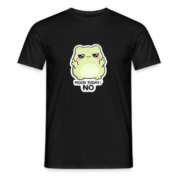 Stimmung heute: Nein – Grüne Kawaii-Kreatur - Männer T-Shirt - Schwarz - Vorne - AI Model Male 178 light (178cm)