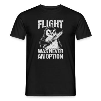 Penguin mit Schwert: Flug war nie Option - Männer T-Shirt - Schwarz - Vorne - AI Model Male 178 light (178cm)
