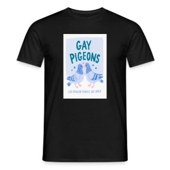 Druck von schwulen Tauben - Männer T-Shirt - Schwarz - Vorne - AI Model Male 178 light (178cm)