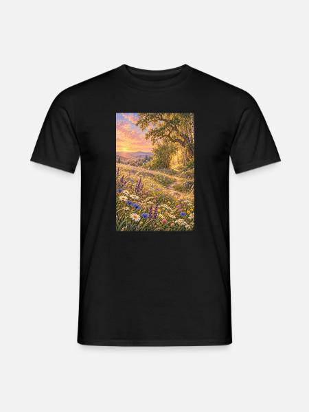 Wildblumenwiese am Waldrand - Männer T-Shirt - Schwarz