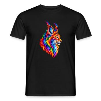 Flammender Regenbogen-Luchs - Männer T-Shirt - Schwarz - Vorne - AI Model Male 178 light (178cm)