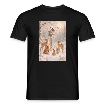 Waldwinter: helle Fauna - Männer T-Shirt - Schwarz - Vorne - AI Model Male 178 light (178cm)
