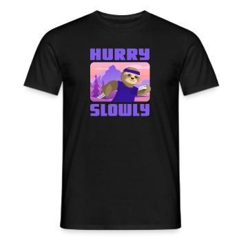 hurry slowly Faultier wandern sport Natur outdoor - Männer T-Shirt - Schwarz - Vorne - AI Model Male 178 light (178cm)