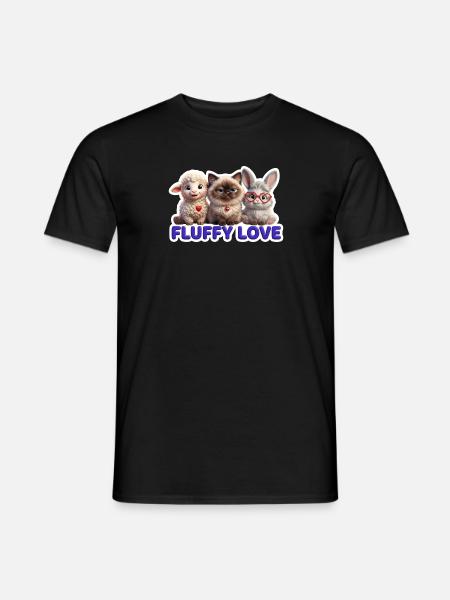 Fluffy Liebe Trio - Männer T-Shirt - Schwarz