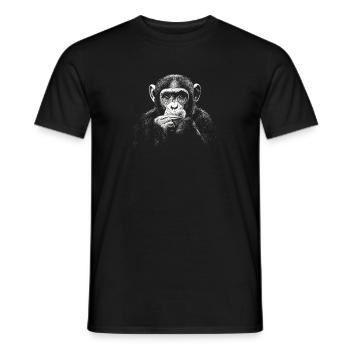 Chimpanzee Portrait Wildlife Wildlife Jungle - Men's T-Shirt - black - Front - AI Model Male 178 light (178cm)