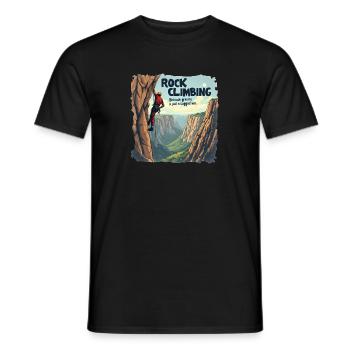 L’escalade - parce que la gravité n’est qu’une suggestion - T-shirt homme - noir - Devant - AI Model Male 178 light (178cm)